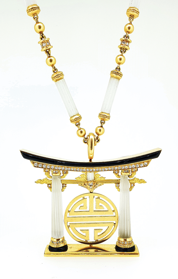 Collana in oro, cristallo di rocca e diamanti firmata Bulgari, anni ‘70 Stima € 60.000 - 70.000