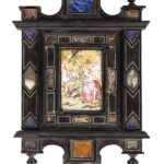 G 663B COPPIA DI CORNICI A EDICOLA IN EBANO E PIETRE DURE, XIX SECOLO