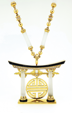 Collana in oro, cristallo di rocca e diamanti firmata Bulgari, anni ‘70 Stima € 60.000 - 70.000