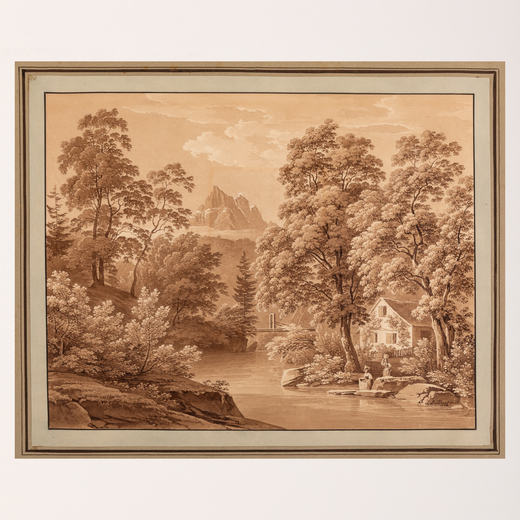 JACQUES HENRI JUILLERAT (Moutier, 1777 - Berna, 1860)<br>Paesaggio<br>Firmato Juillerat fait e datat