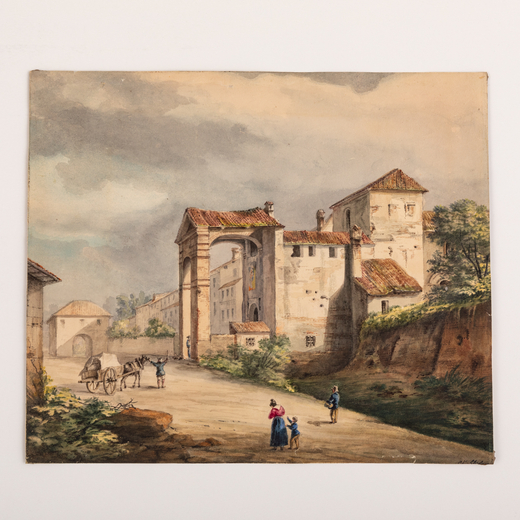 CHARLES DANGROGNE (Marchese Carlo di Angrogna) (1797 - 1860)<br>Vecchia porta di Novi prima della nu