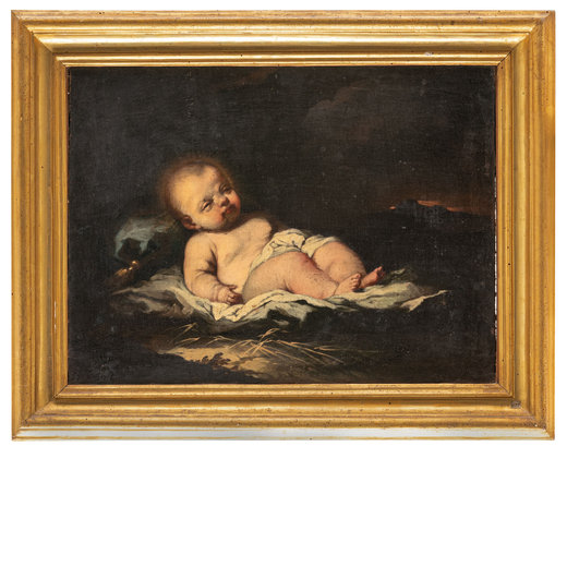 GASPARE DIZIANI (attr. a) (Belluno, 1689 - Venezia, 1767)<br>Gesù Bambino addormentato<br>Olio su t