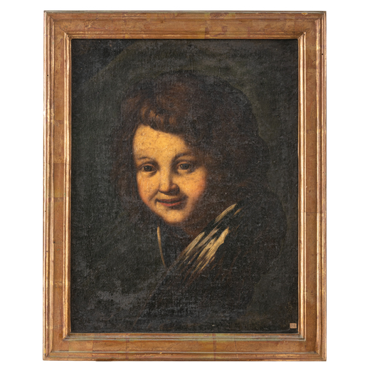 EMILIO TARUFFI (attr. a) (Bologna, 1633 - 1696)<br>Testa di fanciullo<br>Olio su tela, cm 43,5X33,5