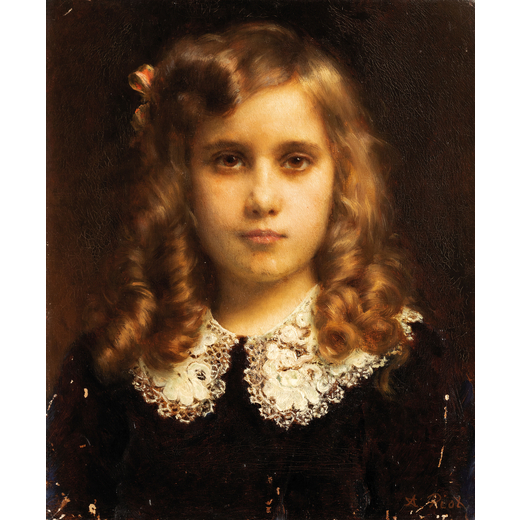 ADOLPHE PIOT Parigi, 1850 - 1909<br>Ritratto di bambina<br>Firmato A Piot in basso a destra, datato 