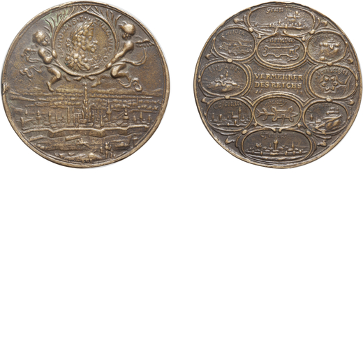 MMEDAGLIE ESTERE. AUSTRIA. LEOPOLDO I. MEDAGLIA 1685 Bronzo, 23,92 gr, 38 mm. BB. <br>D: Busto delli