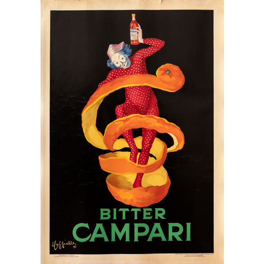 Bitter Campari [Spiritello] Cartello Espositore in Cromolitografia su Carta Spessa<br>by Cappiello L