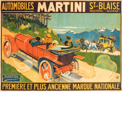 Automobiles Martini, St. Blaise Manifesto Litografia [Telato]<br>by Elzingre Edouard<br>Edito Affich