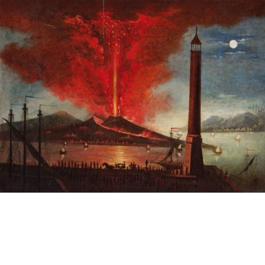 TOMMASO RUIZ (attr. a) (attivo a Napoli verso la metà del XVIII secolo)<br>Eruzione del Vesuvio al 