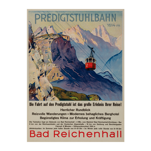 Predigtstuhlbahn Manifesto Litografia [Telato]<br>Anonimo<br>Epoca 1940 ca.<br>Misure h 60 x L 44 cm