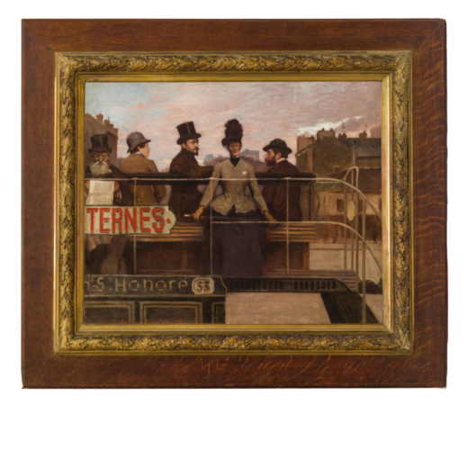 ETIENNE ADOLPHE MOREAU NELATON (Paris, 1859- 1927)<br>La promenade en omnibus,Paris<br>Signé E. Mor