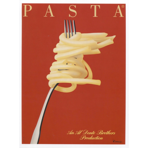 Pasta Manifesto Pubblicitario<br>by Razzia ; 1983 ; Misure h 95 x L 70 cm ; Condizioni A