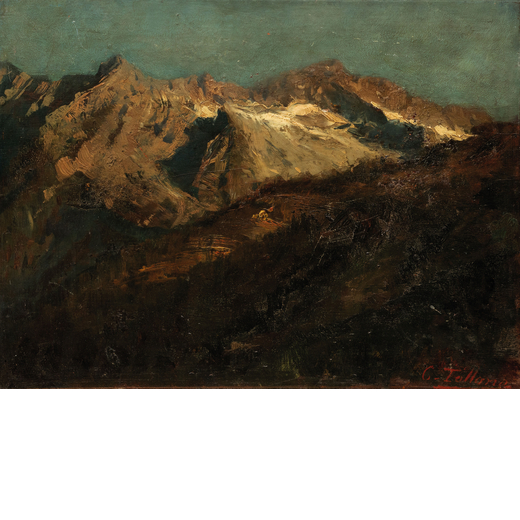 CESARE TALLONE Savona, 1853 - Milano, 1919<br>Paesaggio di montagna<br>Firmato C Tallone in basso a 