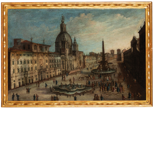 GAETANO VETTURALI (attr. a) (Lucca, 1701 - 1783)<br>Veduta di Piazza Navona<br>Olio su tela, cm 47X6