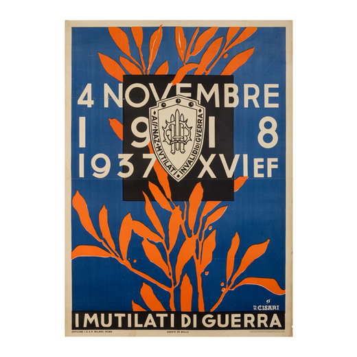 I Mutilati di Guerra, 4 Novembre Manifesto Litografia [Telato]<br>by Cisari Giulio<br>Edito I.G.A.P.