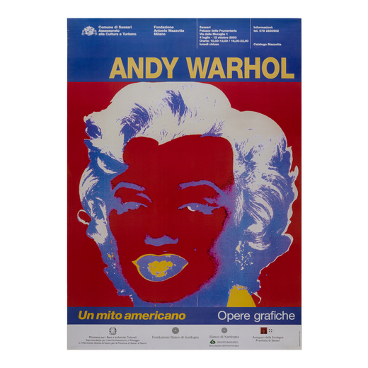 Andy Warhol, Un Mito Americano [Red Marylin] Manifesto Artistico su Carta Offset [Non Telato]<br>Epo