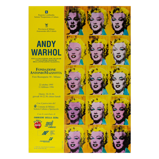 Andy Warhol [15 Marylin] Manifesto Artistico su Carta Offset [Non Telato]<br>Epoca 1995<br>Misure h 
