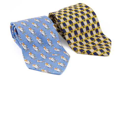 LONGCHAMP Lot de deux cravates en soie imprimée<br>Largeur : 9,5 cm