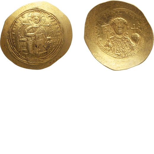 IMPERO BIZANTINO. COSTANTINO IX (1042-1055). HISTAMENON Oro, 4,40 gr, 27x28 mm. SPL<br>D: Cristo in 