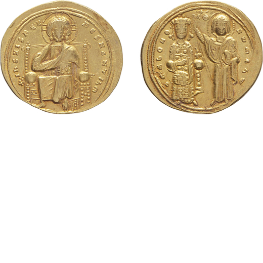 IMPERO BIZANTINO. ROMANO III (1028-1034). HISTAMENON  Oro, 4,39 gr, 23x24 mm. Bel BB<br>D: Cristo ni