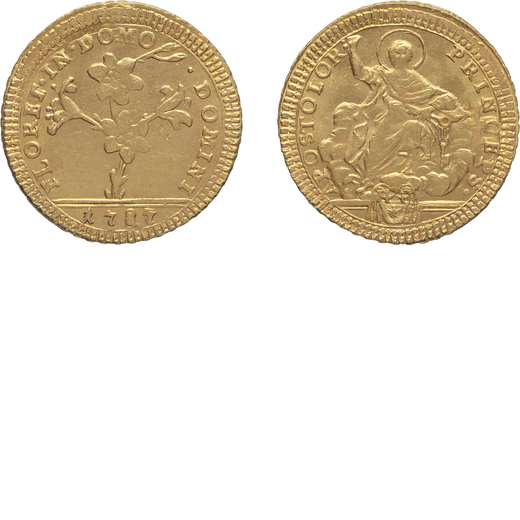 MONETE PAPALI. PIO VI (1774-1799). DOPPIA 1787 Roma. Oro, 5,50 gr, 22,5 mm. qSPL<br>D: FLORET IN DOM