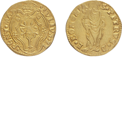 MONETE PAPALI. GIULIO II (1503-1513). DUCATO Bologna. Oro, 3,44 gr, 23 mm. BB<br>D: IVLIVS II ; PONT