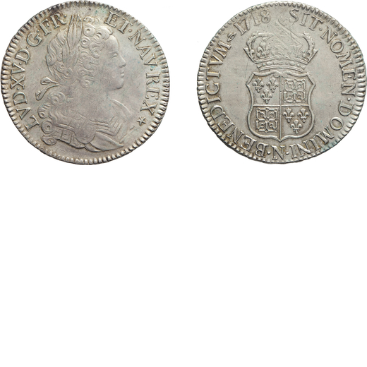 ZECCHE ESTERE. FRANCIA. LUIGI XV (1715-1774). SCUDO DI NAVARRA 1718 N Montpellier. Argento, 24,40 gr
