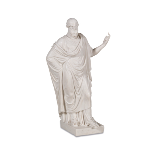 FIGURA IN BISCUIT, MANIFATTURA DI NAPOLI, XVIII-XIX SECOLO raffigurante Platone; poche usure, un res