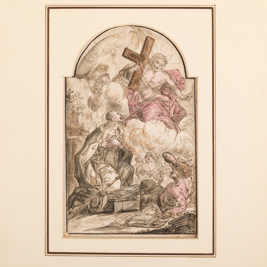 PAUL TROGER (attr. a) (Monguelfo, 1698 - Vienna, 1762)<br>Visione mistica<br>Penna, inchiostro nero 