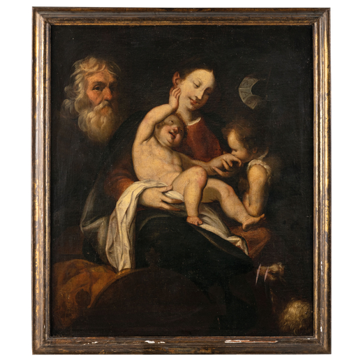 GIOVANNI BATTISTA PAGGI (bottega di) (Genova, 1554 - 1627) <br>Sacra Famiglia con San Giovannino<br>