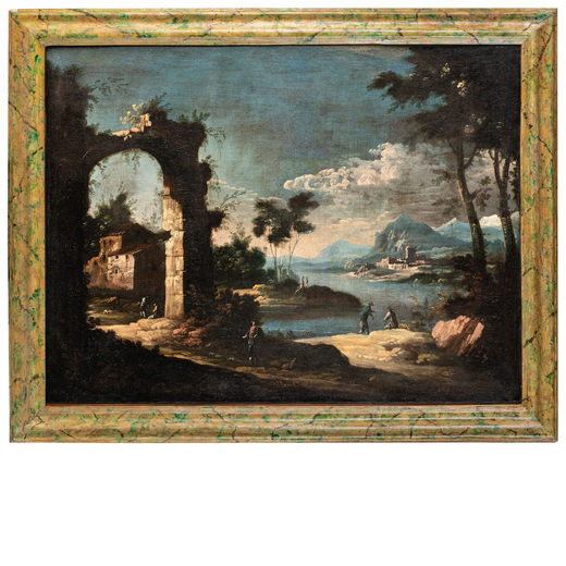 MAESTRO DELLE MONTAGNE AZZURRE (attivo a Venezia nella seconda metà del XVIII secolo)<br>Paesaggio 