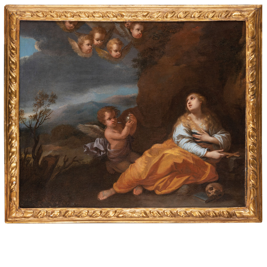 MARCANTONIO FRANCESCHINI (attr. a) (Bologna, 1648 - 1729) <br>Maddalena<br>Olio su tela, cm 58X70