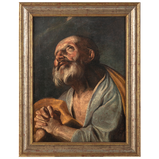 GIUSEPPE ANTONIO PETRINI (attr. a) (Carona, 1677 - 1759)<br>San Pietro<br>Olio su tela, cm 71X54
