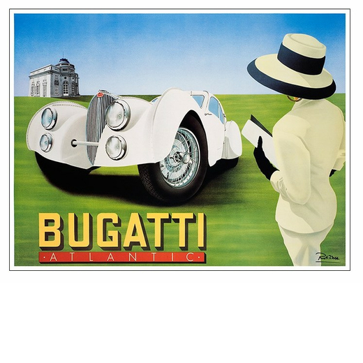 Bugatti Atlantic Manifesto Pubblicitario<br>by Razzia ; 1995 ; Misure h 115 x L 150 cm ; Condizioni 