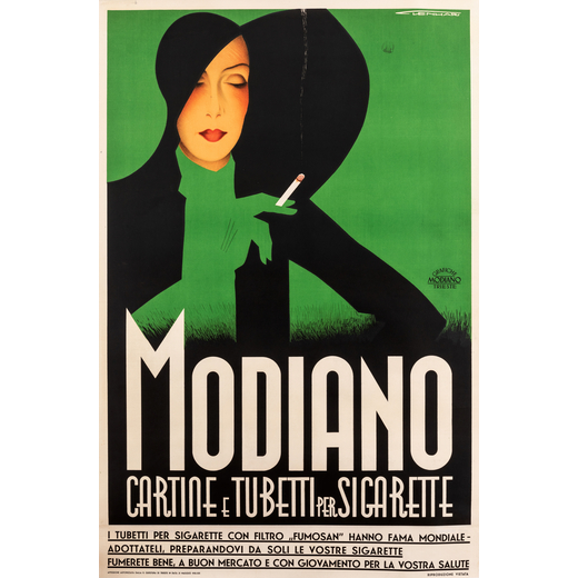 Modiano, Cartine e Tubetti per Sigarette Manifesto Litografia [Telato]<br>by Lenhart Franz<br>Edito 
