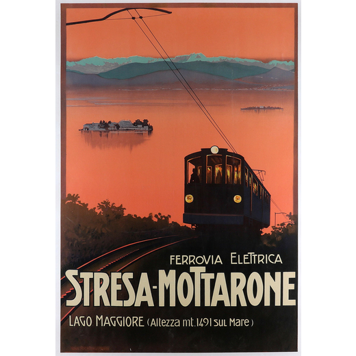 Stresa-Mottarone, Lago Maggiore Manifesto Litografia [Telato]<br>by Borgoni Mario<br>Edito Richter &