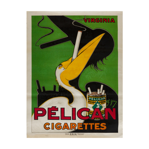 Pelican Cigarettes Manifesto Litografia [Non Telato]<br>by Yray Ch.<br>Edito EDIA, Paris<br>Epoca 19