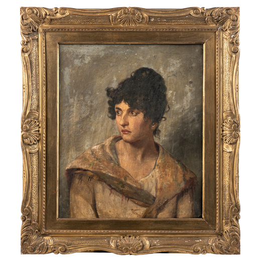 ALESSANDRO ZEZZOS Venezia, 1848 - Vittorio Veneto, 1914<br>Ritratto femminile <br>Firmato Zezzos e d