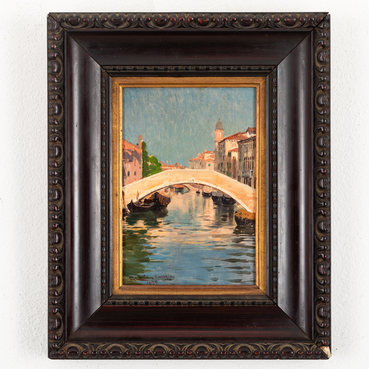 ORESTE COSTA Firenze, 1851 - dopo il 1910<br>Ponte a Venezia <br>Firmato O Costa, Venezia 1892 in ba