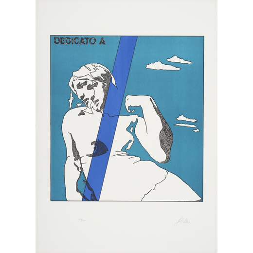 TANO FESTA Roma 1938-1988<br>Senza titolo<br>Litografia a colori su carta, cm 70 x 50,5<br>Firmata i