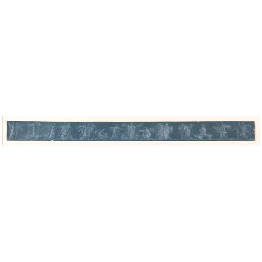 PITTORE DEL XVIII-XIX SECOLO Studio per fregio classico<br>Matita e biacca su carta azzurra, cm 4,3X