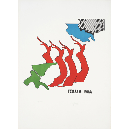 TANO FESTA Roma 1938-1988<br>Italia mia<br>Litografia a colori su carta, cm 69,7 x 50,4<br>Firmata i