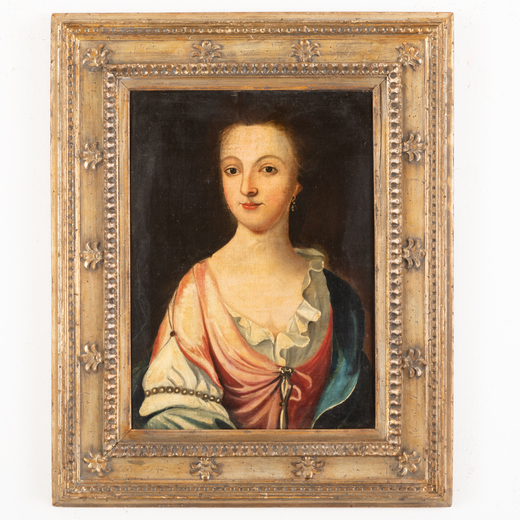 MICHAEL DAHL (cerchia di) (Stoccolma, 1659 - Londra, 1743)<br>Ritratto di dama<br>Olio su tela, cm 5