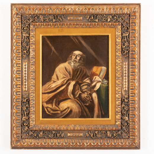 PITTORE DEL XVII-XVIII SECOLO San Pietro penitente<br>Olio su tela, cm 38,5X31,5