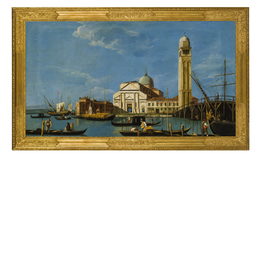 GIOVANNI ANTONIO CANAL detto CANALETTO (collaboratore di) (Venezia, 1697 - 1768)<br>Veduta di San Pi