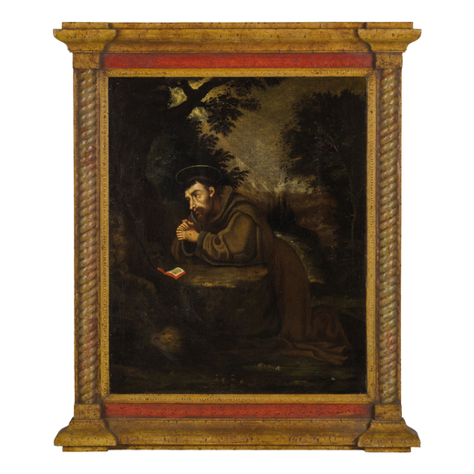 CRISTOFANO ALLORI (maniera di) (Firenze, 1577 - 1621)<br>San Francesco <br>Olio su tela, cm 76X63