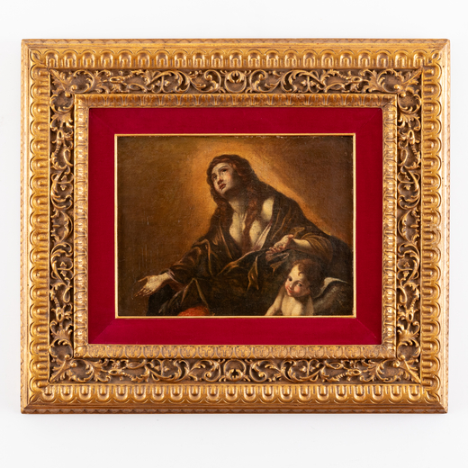 GIOVANNI LANFRANCO (seguace di) (Parma, 1582 - Roma, 1647) <br>Maddalena<br>Olio su tela, cm 33X44