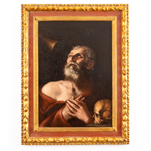 CESARE FRACANZANO (attr. a) (Bisceglie, 1605 - 1651)<br>San Gerolamo<br>Olio su tela, cm 74X52