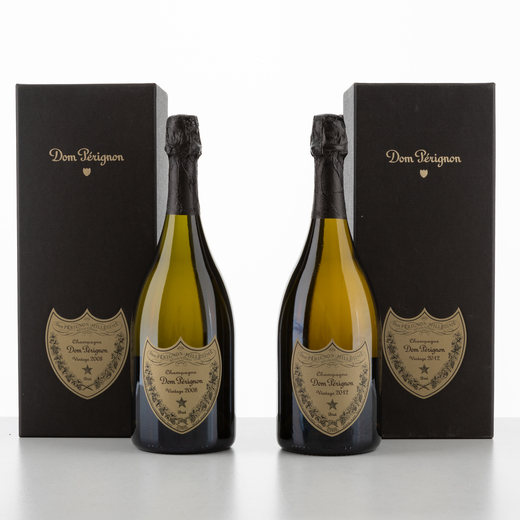 Dom Pérignon Vintage  Confezioni originali singole<br>2008 - 1 bt <br>2012 - 1 bt <br>2 bt