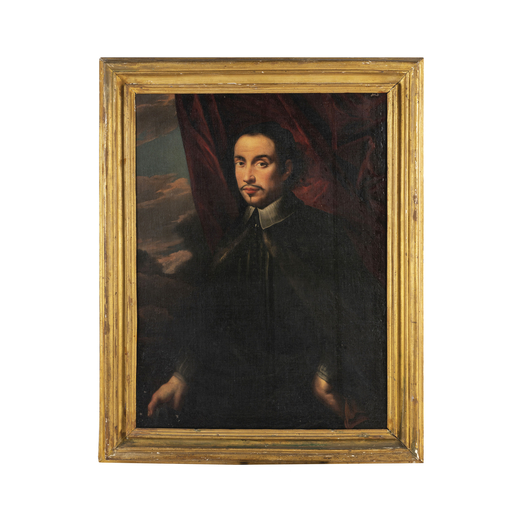 GIOVANNI BERNARDO CARBONE (attr. a) (Genova, 1616 - 1683)<br>Ritratto di nobiluomo <br>Olio su tela,