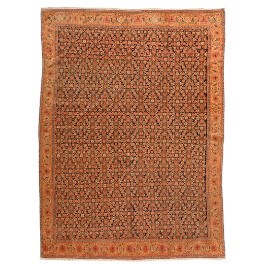 TAPPETO DI SENNEH - PERSIA - KURDISTAN - CIRCA 1870 CM 225X168<br>Questo finissimo tappeto annodato 
